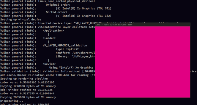 Screenshot of window showing just a magenta background